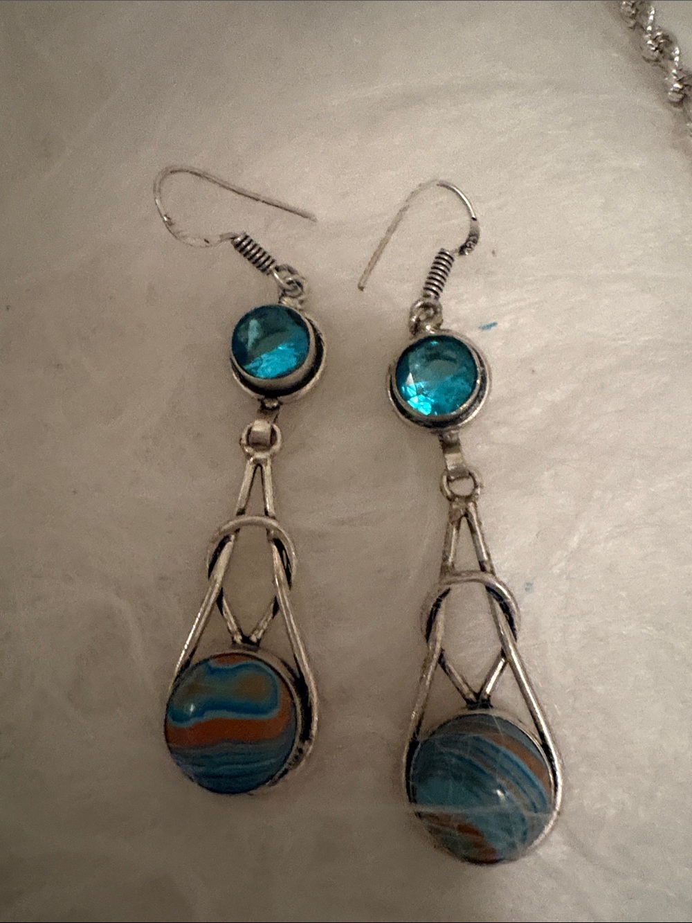 Turquoise Silver Stone Tone Necklace, Bracelet, Earrings & Size 7 Ring Set - Picture 4 of 6